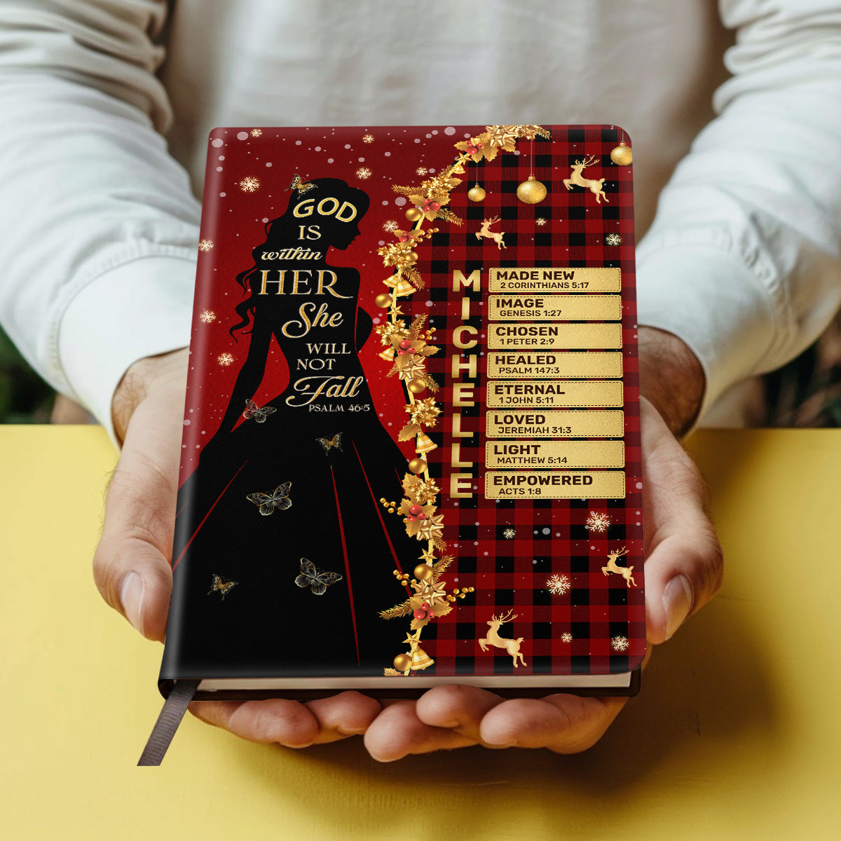 God Is Within Her She Will Not Fall | Personalized Leather Cover Notebook