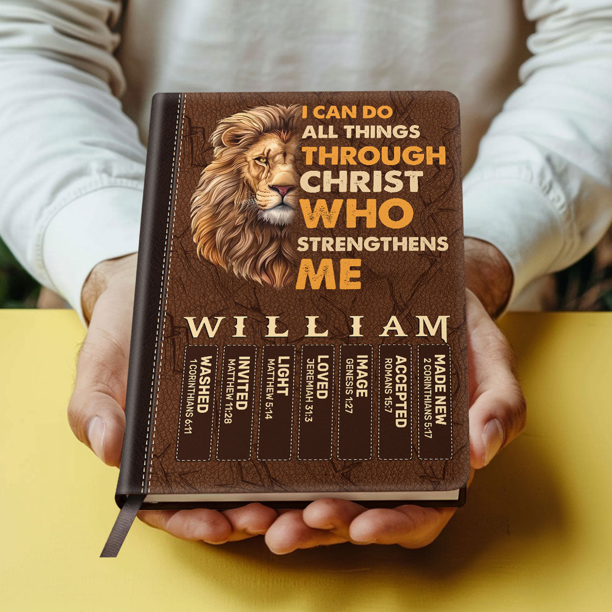 I Can Do All Things Through Christ | Personalized Leather Cover Notebook