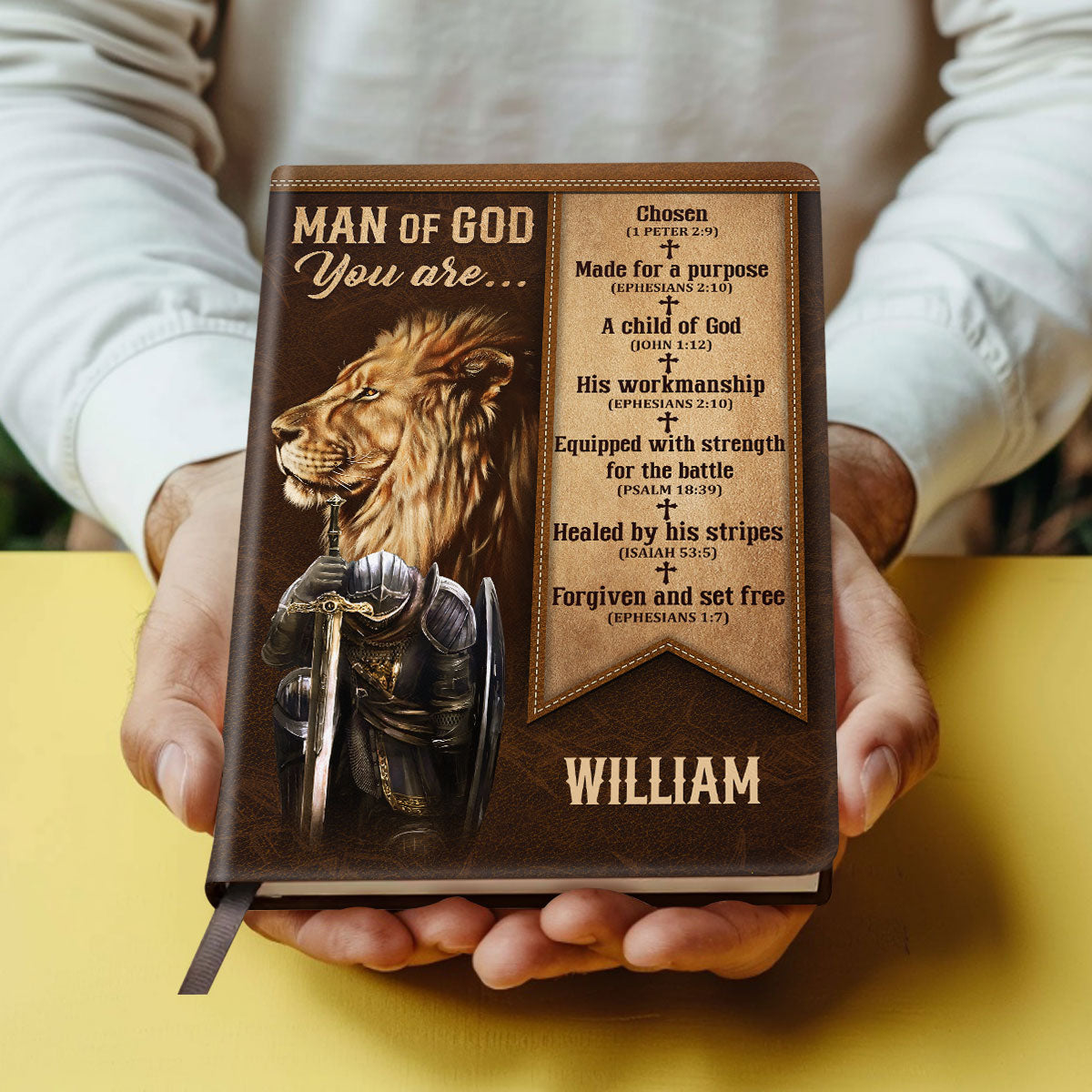Man Of God Lion of Judah Warrior | Personalized Leather Cover Notebook