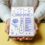 God Says I Am Toile De Jouy Birth Month Flower | Personalized Leather Cover Notebook