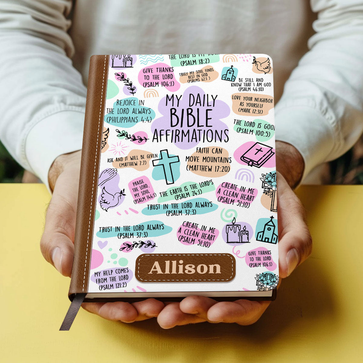 My Daily Bible Affirmations | Personalized Leather Cover Notebook
