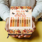 Fall For Jesus He Never Leaves | Personalized Leather Cover Notebook