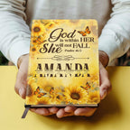 God Is Within Her She Will Not Fall  | Personalized Leather Cover Notebook