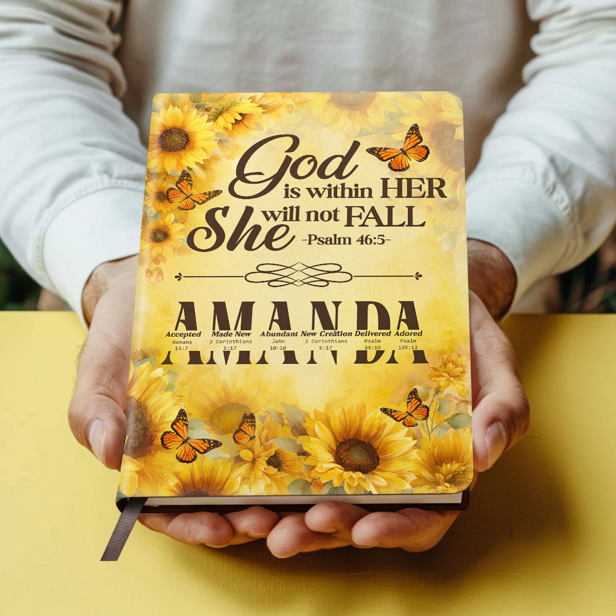 God Is Within Her She Will Not Fall  | Personalized Leather Cover Notebook