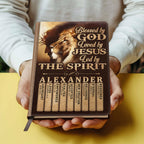Blessed By God Loved By Jesus Led By The Spirit | Personalized Leather Cover Notebook
