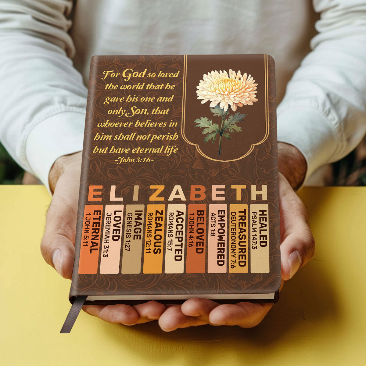 Birth Flower Month | Personalized Leather Cover Notebook