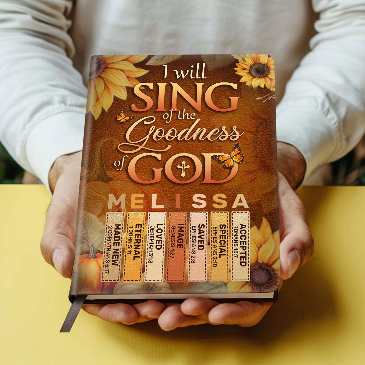 I Will Sing Of The Goodness Of God | Personalized Leather Cover Notebook