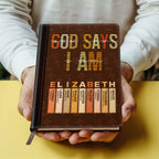 God Says I Am | Personalized Leather Cover Notebook