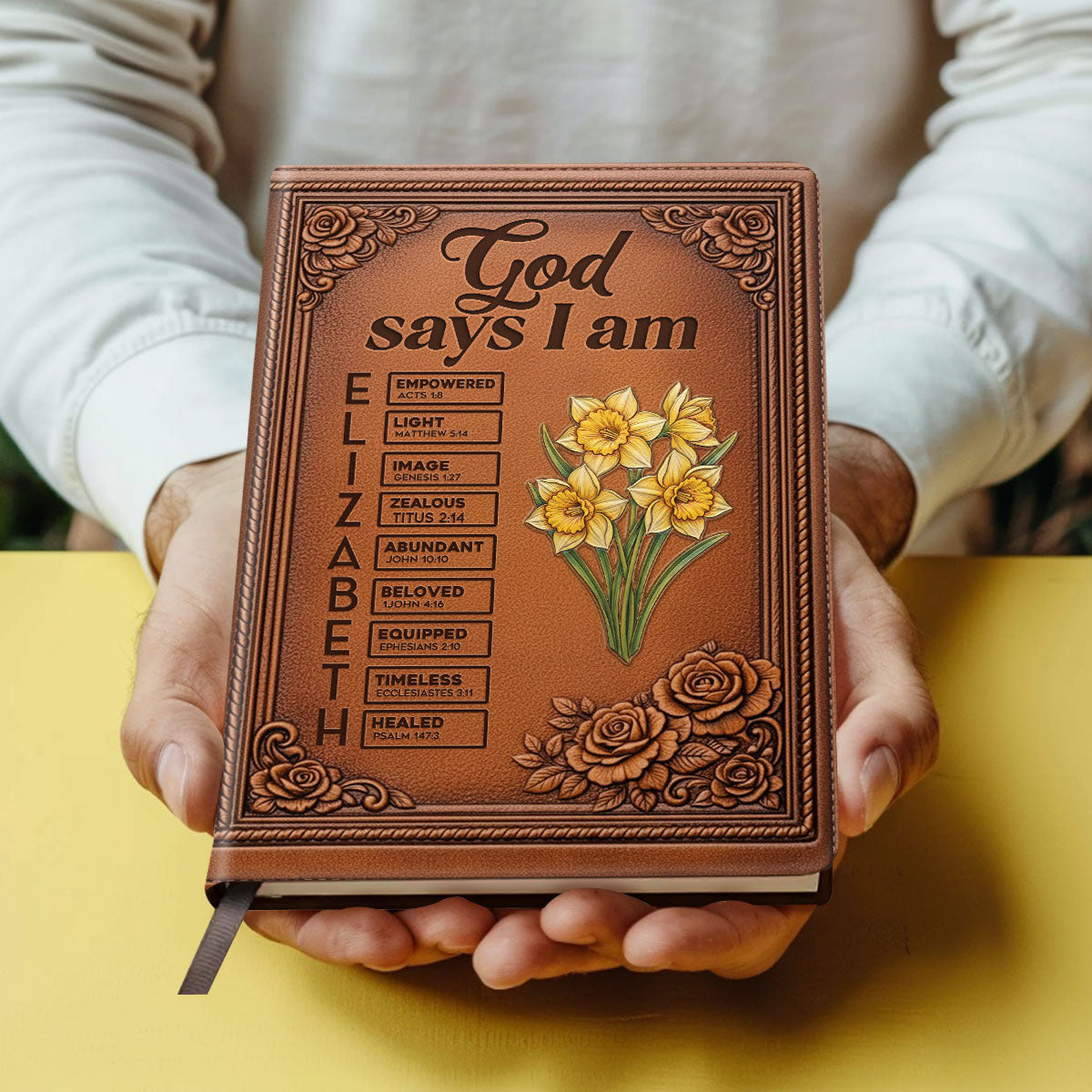 God Says I Am  | Personalized Leather Cover Notebook