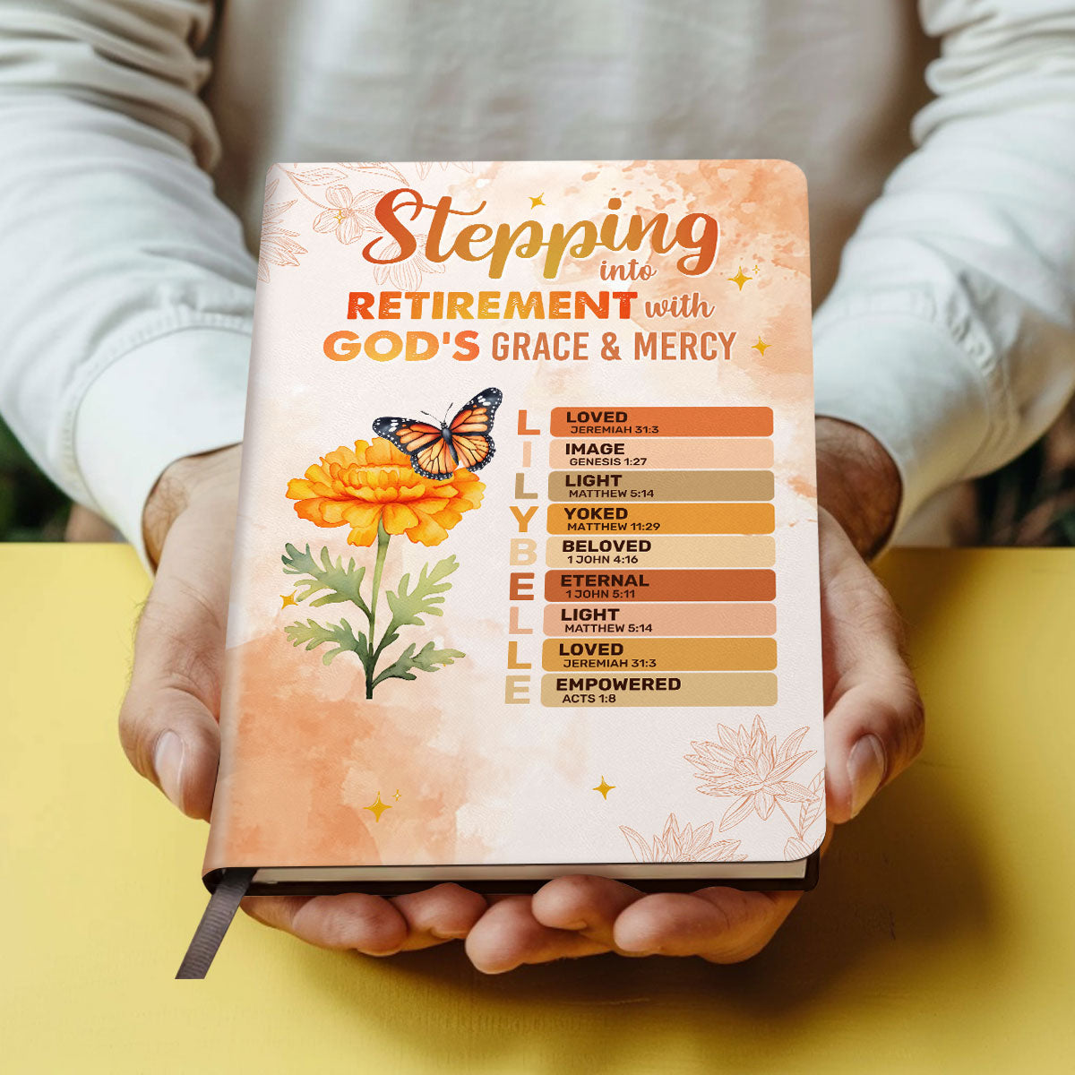 Stepping Into Retirement With God’s Grace & Mercy | Personalized Leather Cover Notebook