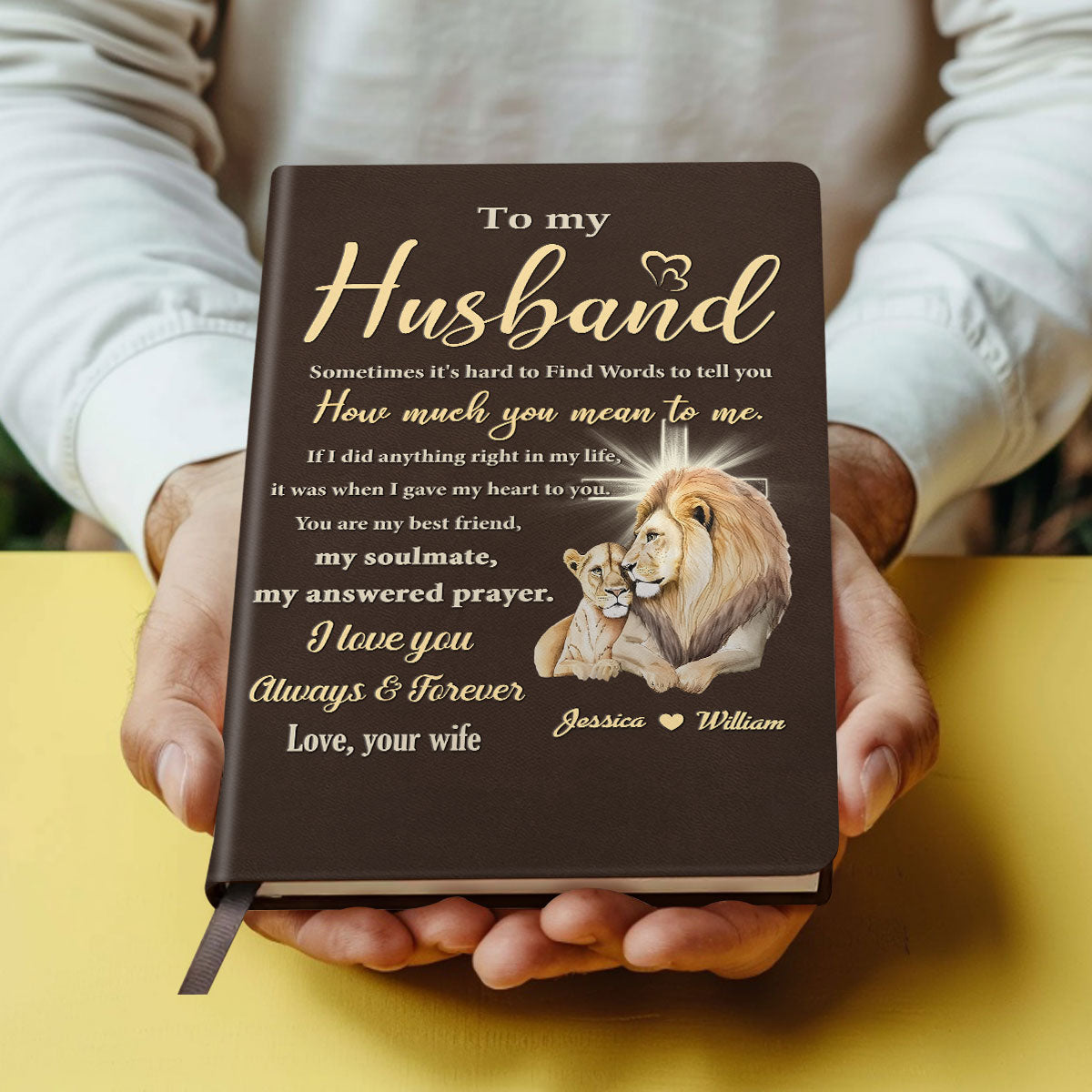 To My Husband | Personalized Leather Cover Notebook