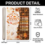 Fall For Jesus He Never Leaves | Personalized Leather Cover Notebook