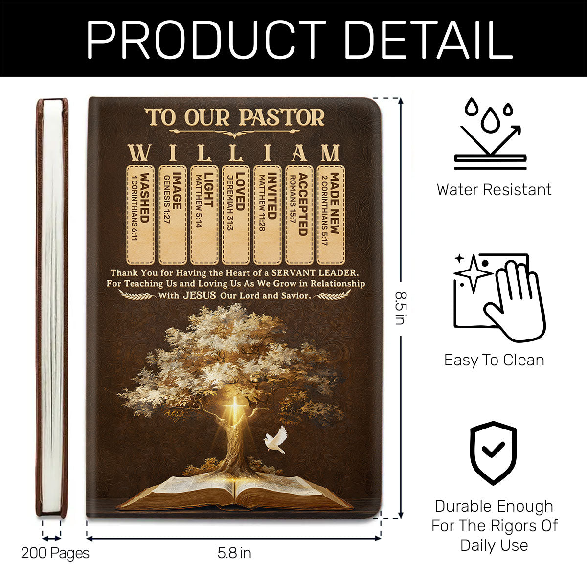 Light Of The Word | Personalized Leather Cover Notebook