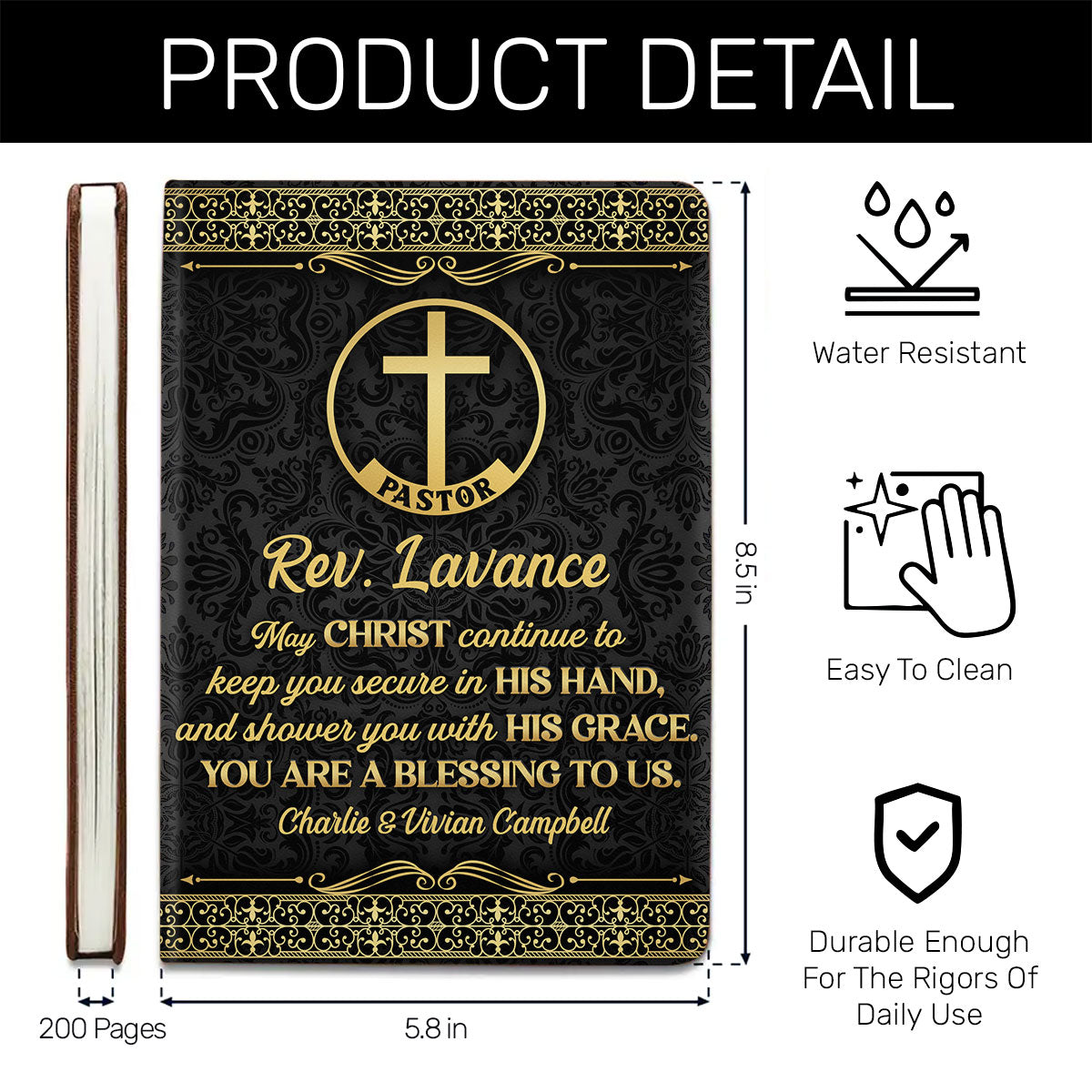 You Are Blessing To Us | Personalized Leather Cover Notebook