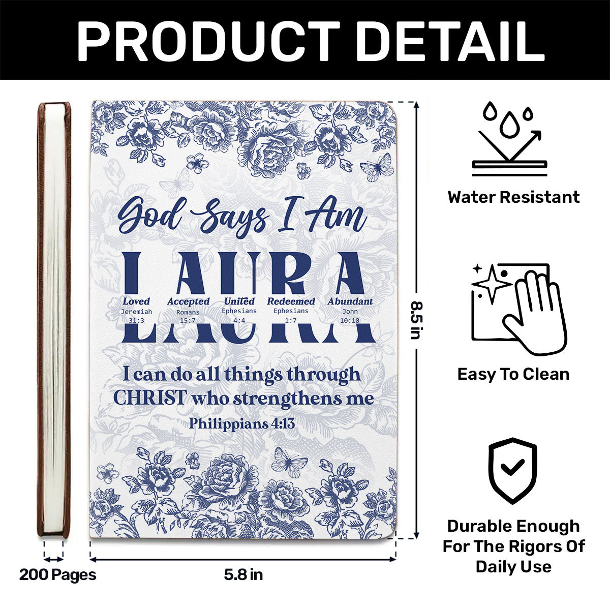 God Says I Am  | Personalized Leather Cover Notebook