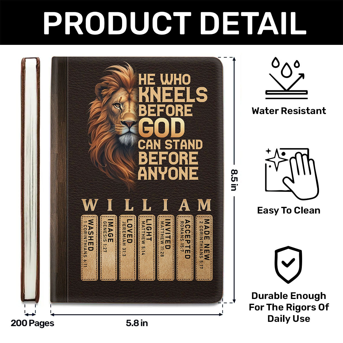 He Who Kneels Before God Can Stand Before Anyone | Personalized Leather Cover Notebook