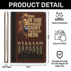 Man Of God Husband Dad Protector Hero | Personalized Leather Cover Notebook