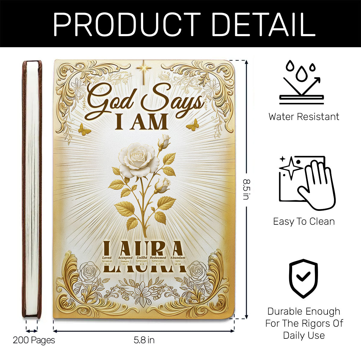 God Says I Am Golden Aura | Personalized Leather Cover Notebook