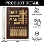 Dad Husband Man Of God | Personalized Leather Cover Notebook
