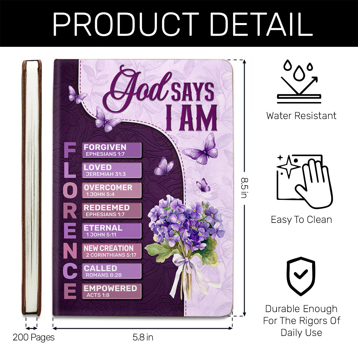 God Says I Am  | Personalized Leather Cover Notebook