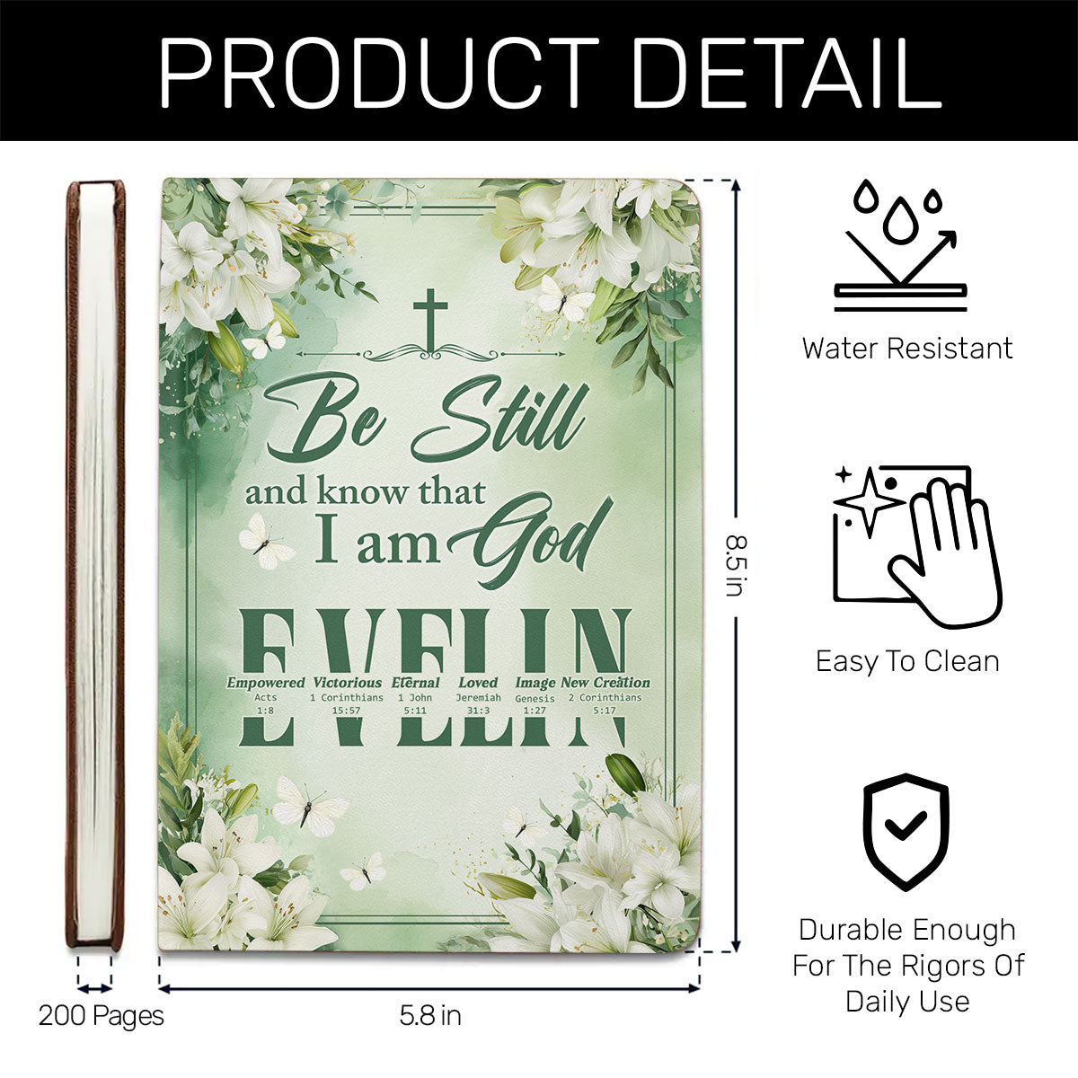 Be Still And Know That I am God | Personalized Leather Cover Notebook
