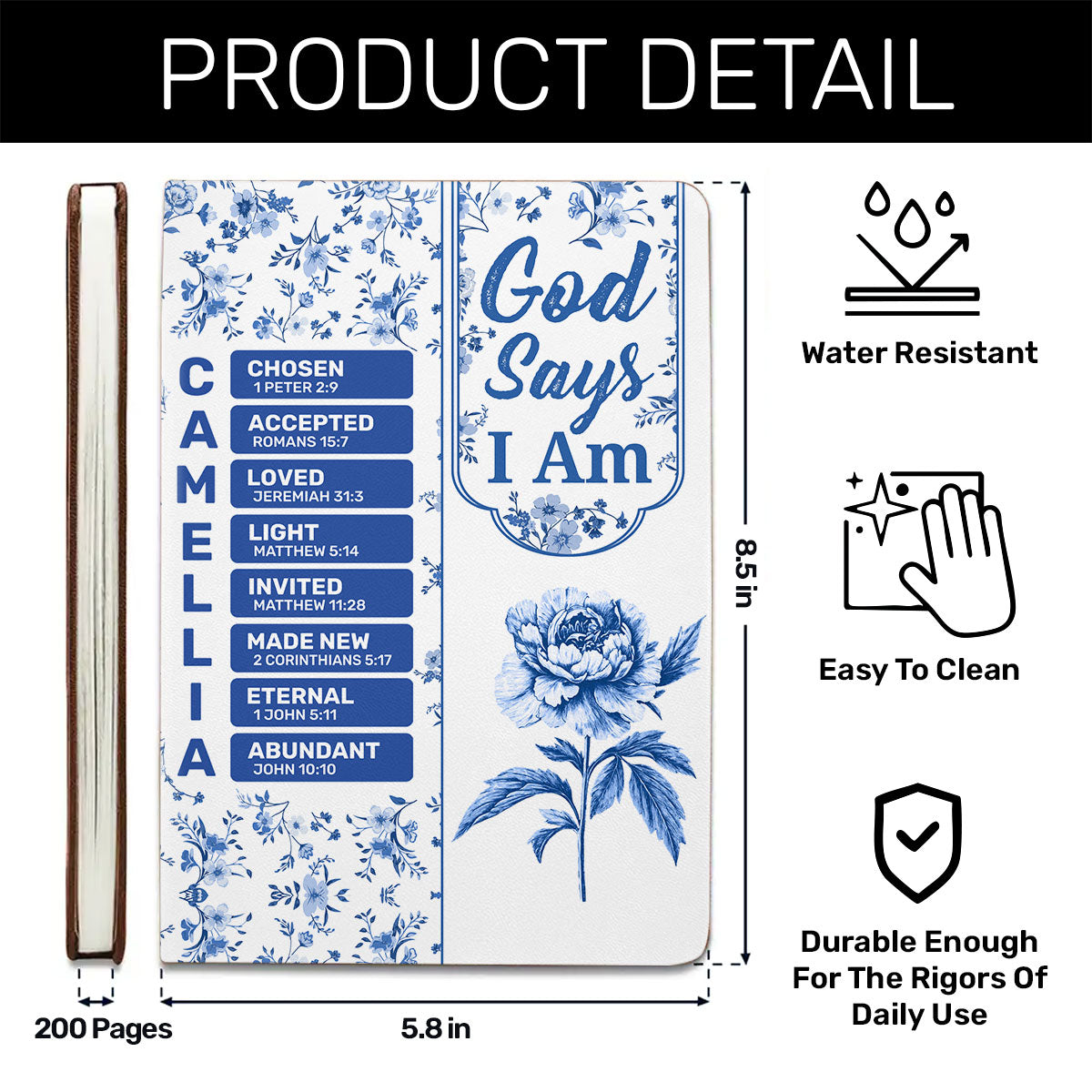 God Says I Am | Personalized Leather Cover Notebook