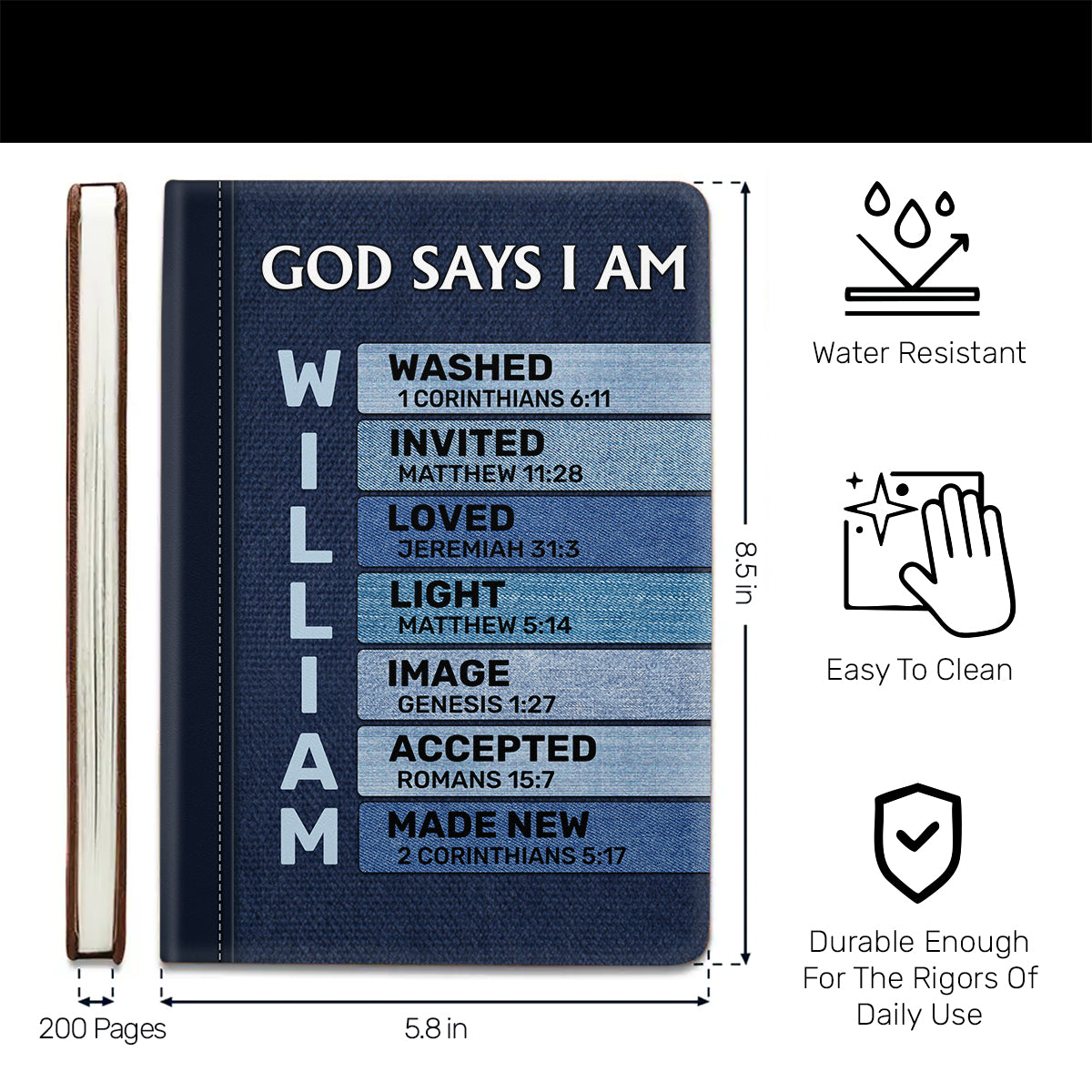 God Says I Am | Personalized Leather Cover Notebook