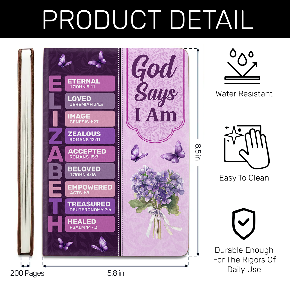 God Says I Am  | Personalized Leather Cover Notebook