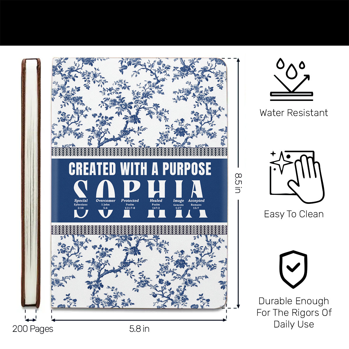 Created With A Purpose | Personalized Leather Cover Notebook