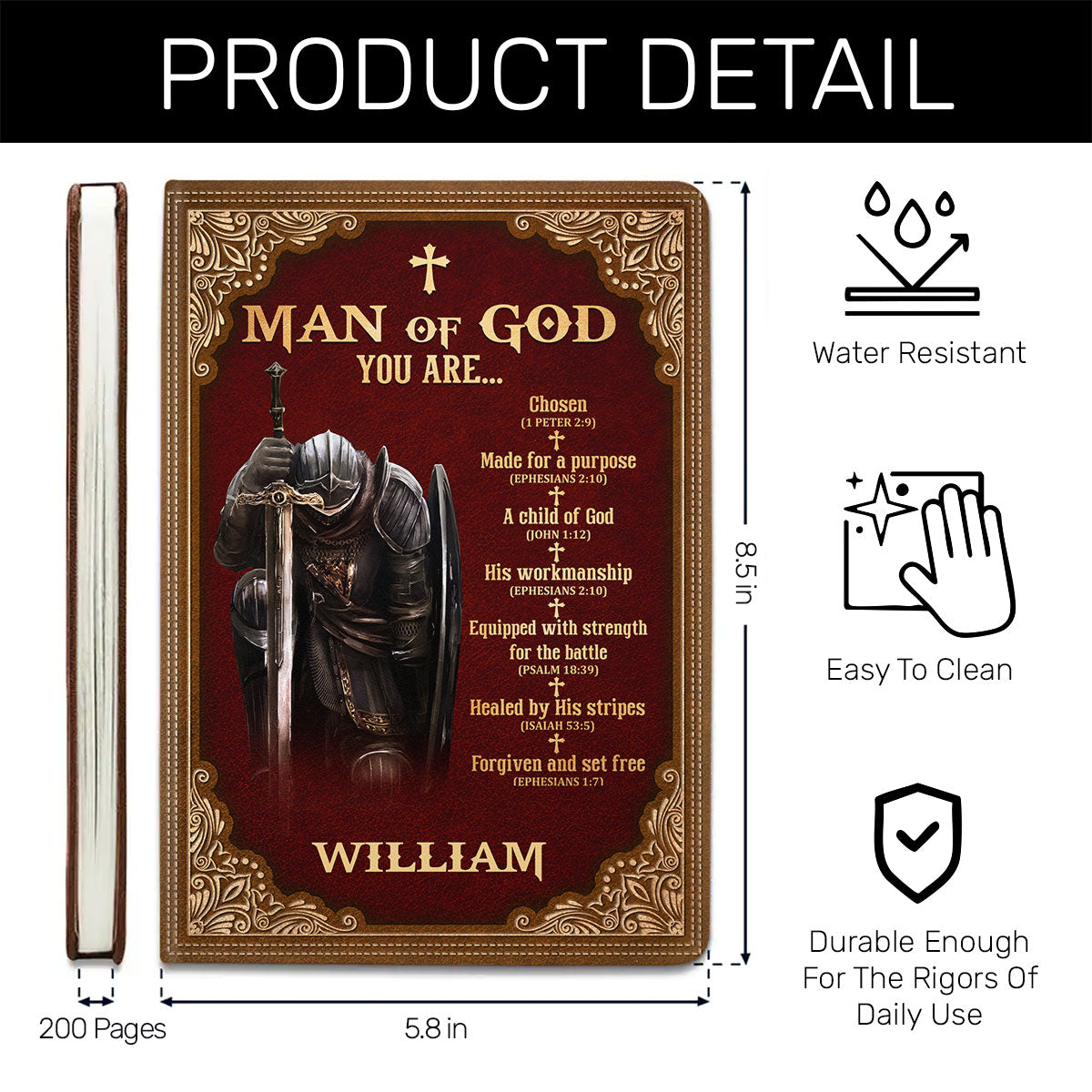 Man Of God Royal | Personalized Leather Cover Notebook