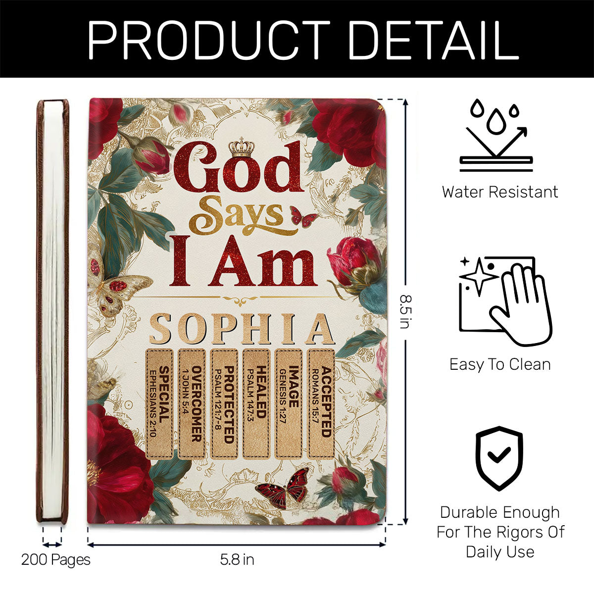 God Says I Am | Personalized Leather Cover Notebook