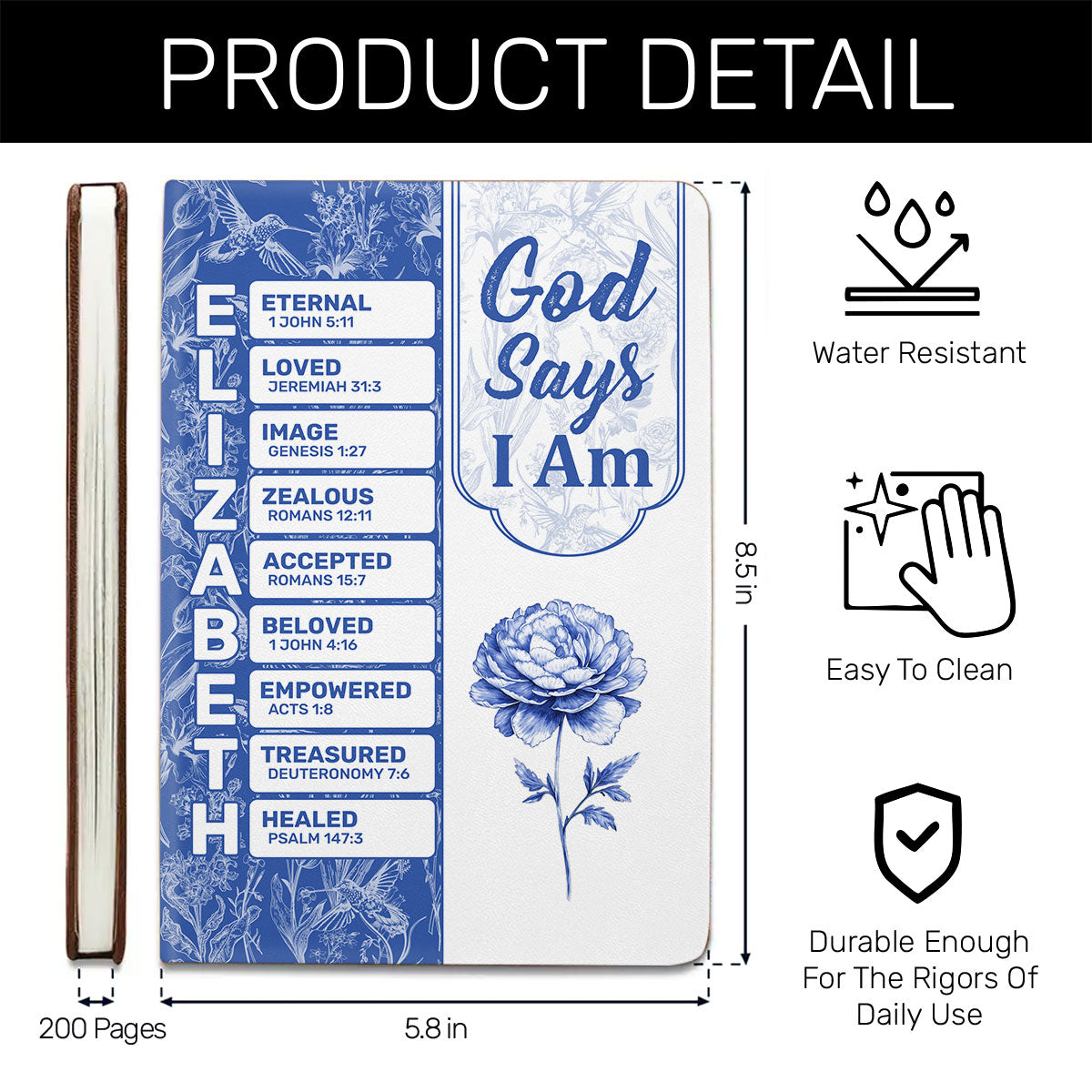 God Says I Am | Personalized Leather Cover Notebook