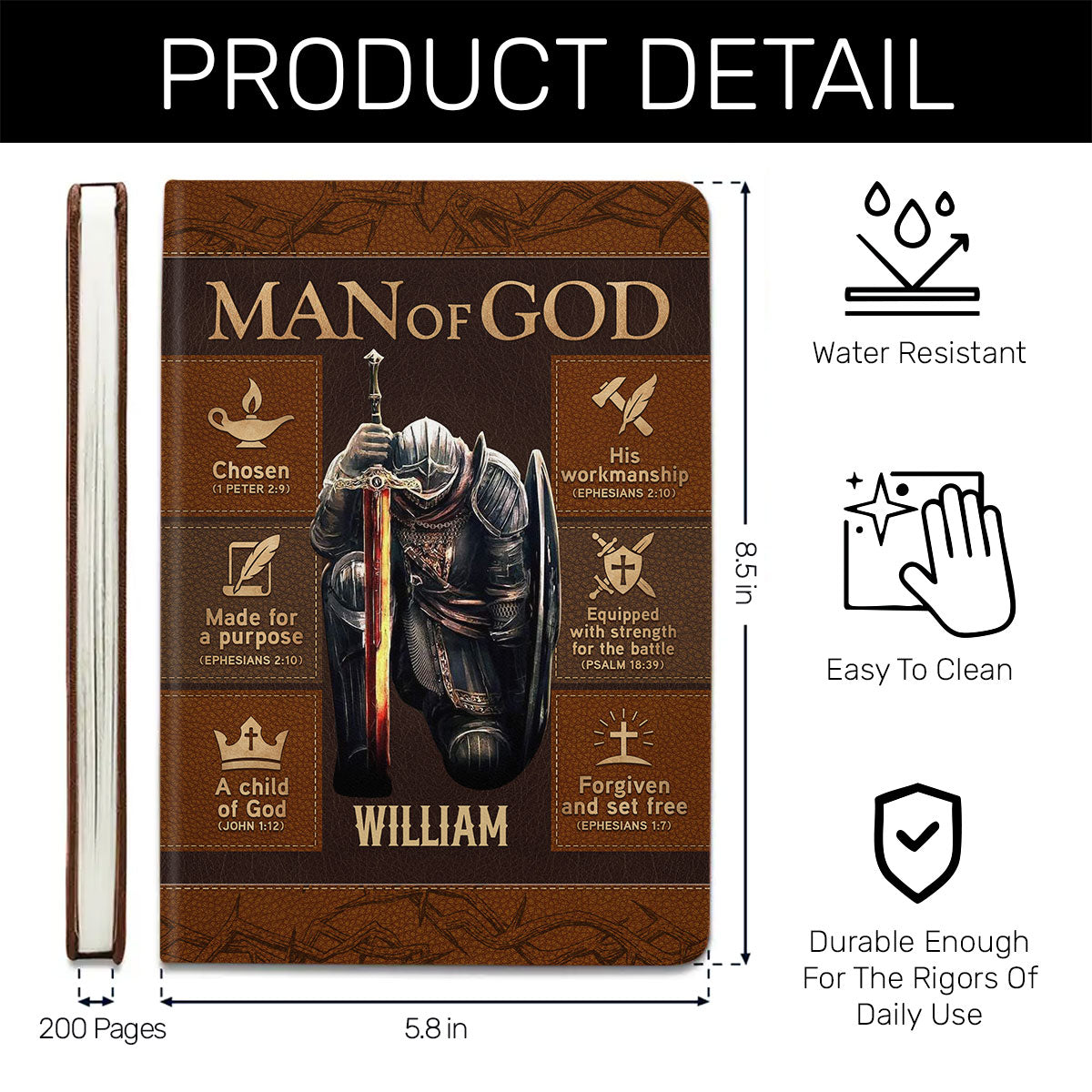 Man Of God | Personalized Leather Cover Notebook