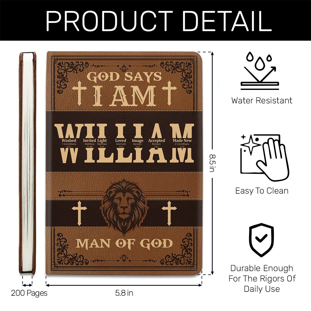 God Says I Am  | Personalized Leather Cover Notebook