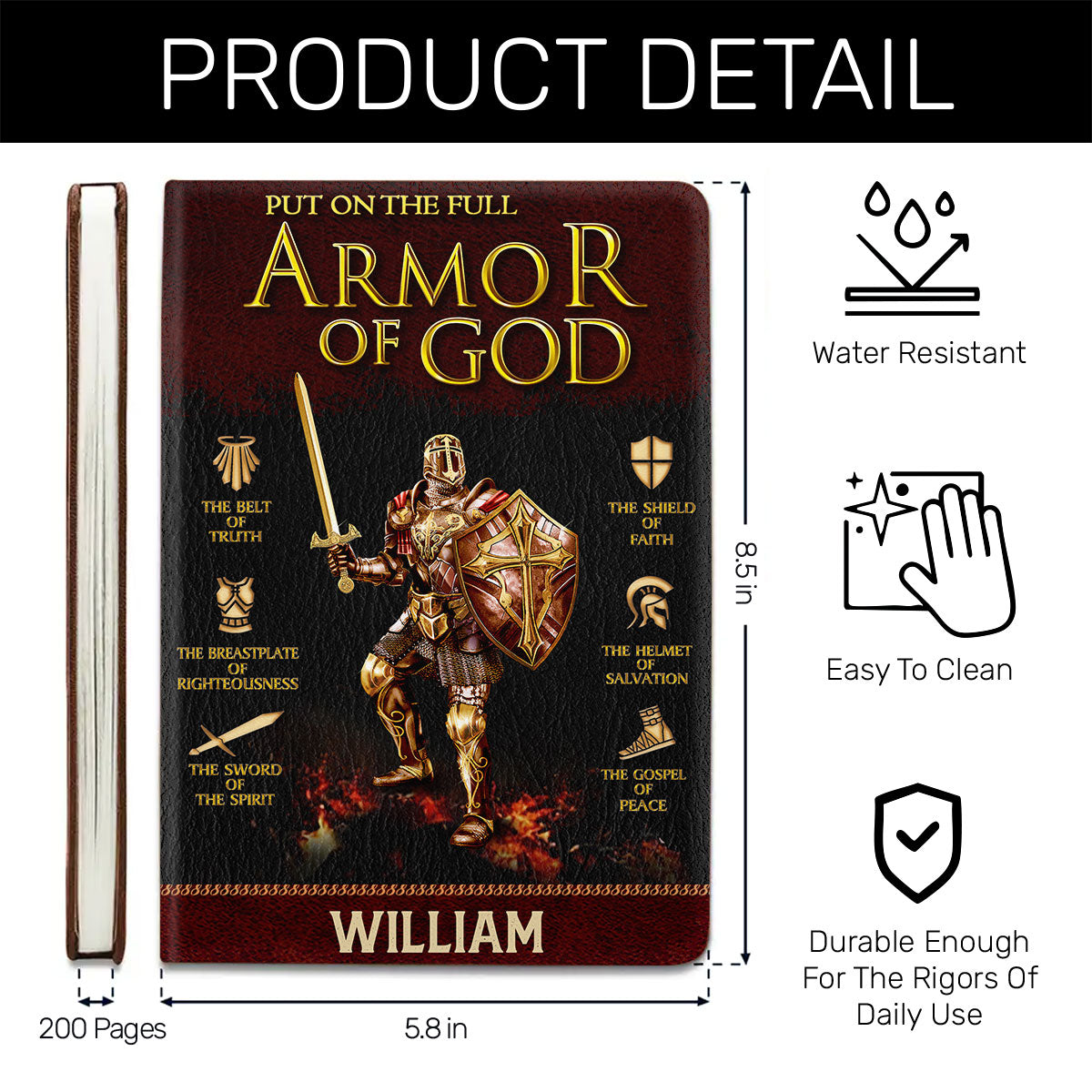 Armor Of God | Personalized Leather Cover Notebook