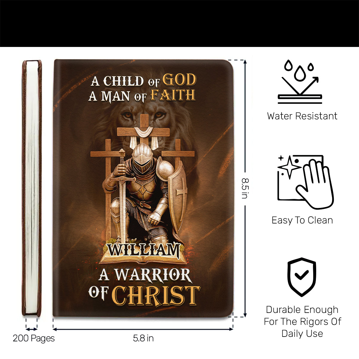 A Child Of God, A Man Of Faith | Personalized Leather Cover Notebook