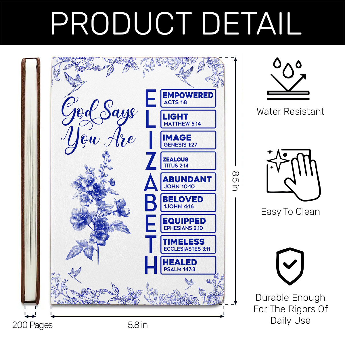 God Says I Am  | Personalized Leather Cover Notebook