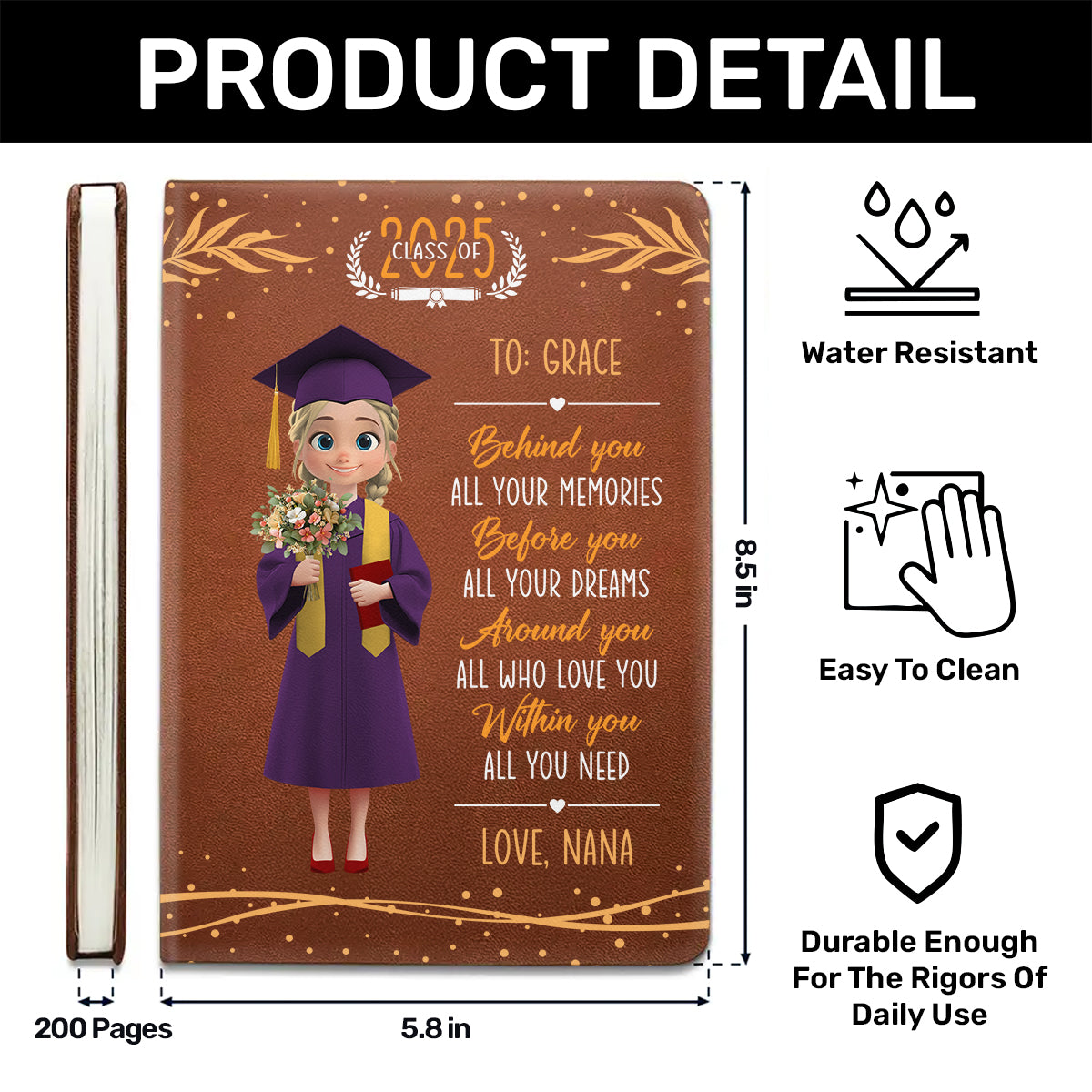 Behind You All Your Memories | Personalized Leather Cover Notebook