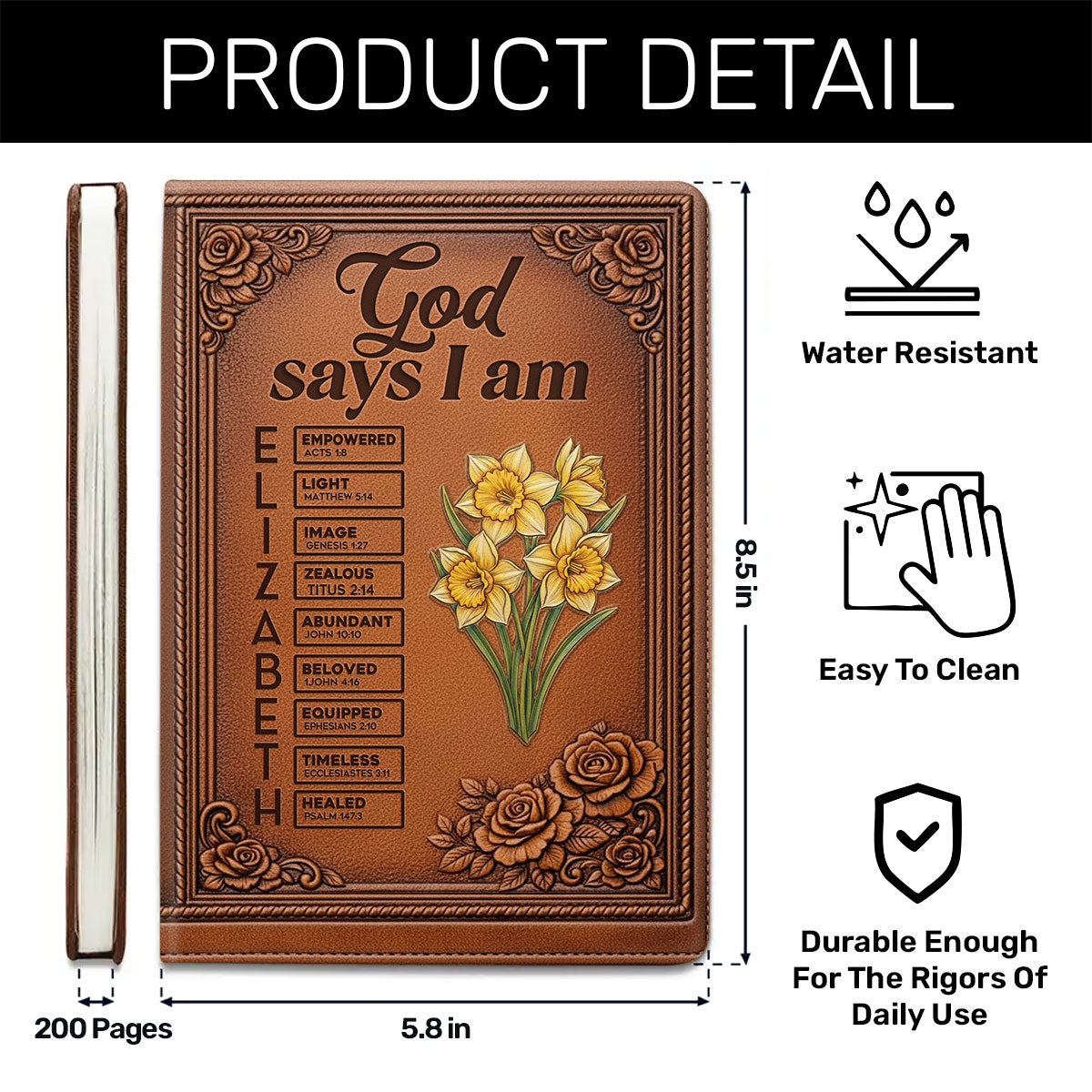 God Says I Am  | Personalized Leather Cover Notebook