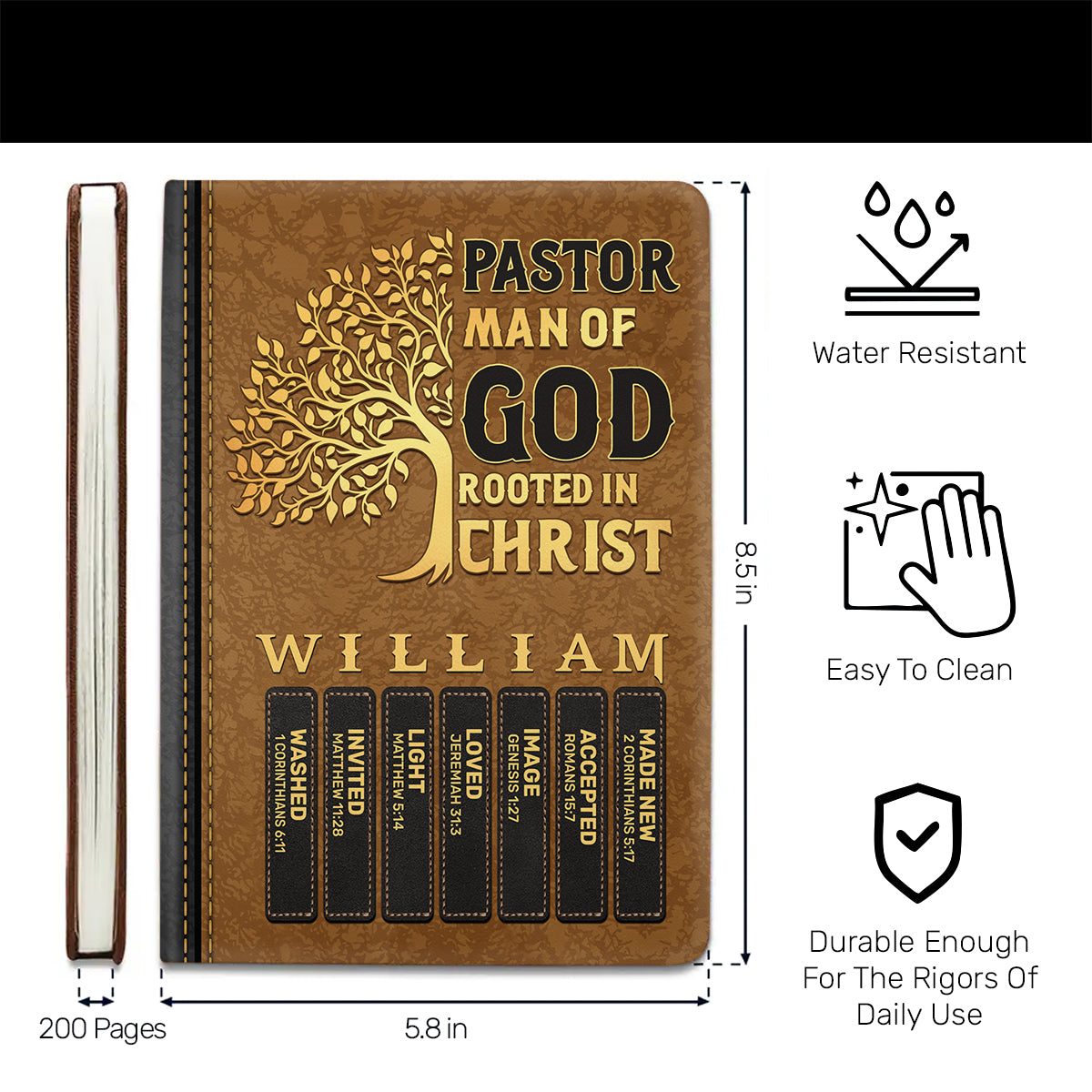 Pastor Man Of God | Personalized Leather Cover Notebook