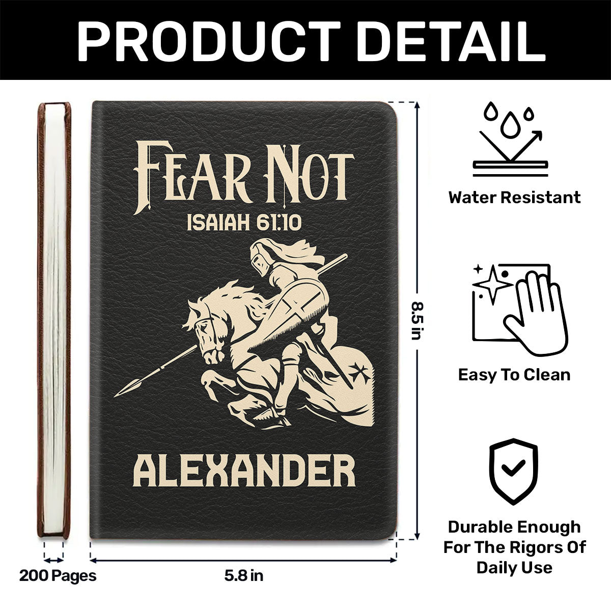 Fear Not | Personalized Leather Cover Notebook
