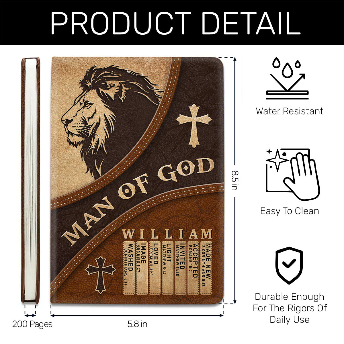 Man Of God | Personalized Leather Cover Notebook