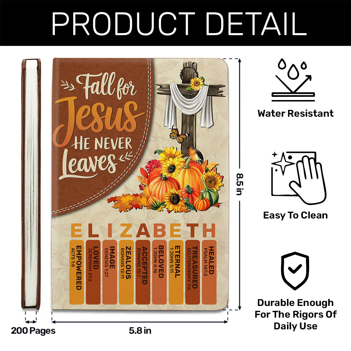 Fall For Jesus  | Personalized Leather Cover Notebook
