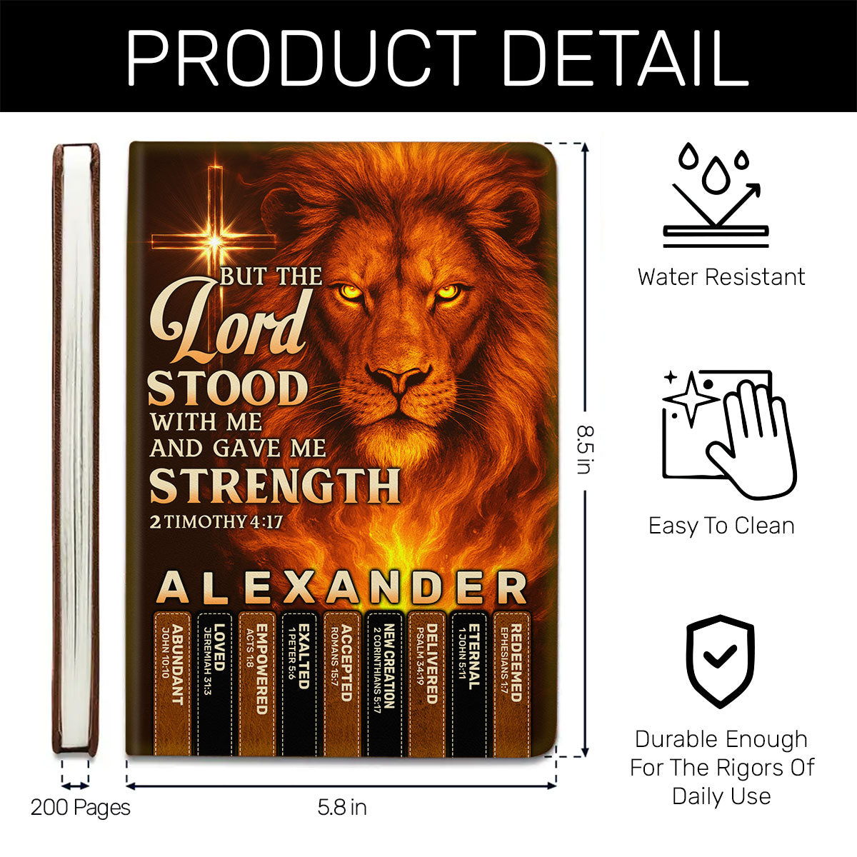 But The Lord Stood With Me And Gave Me Strength | Personalized Leather Cover Notebook