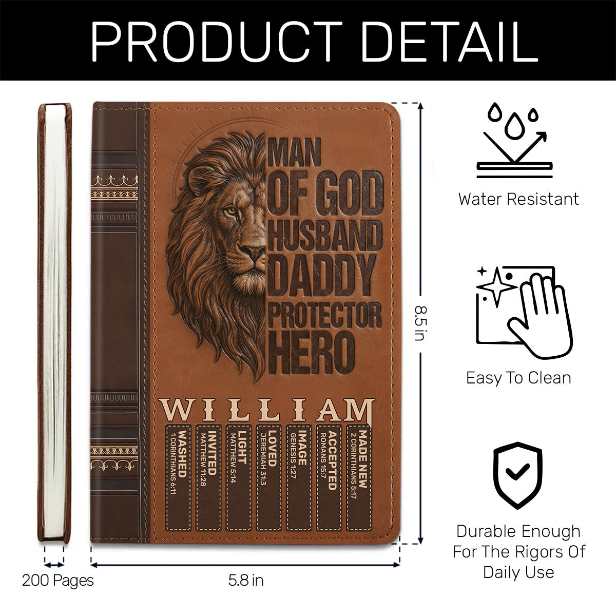 Man Of God | Personalized Leather Cover Notebook