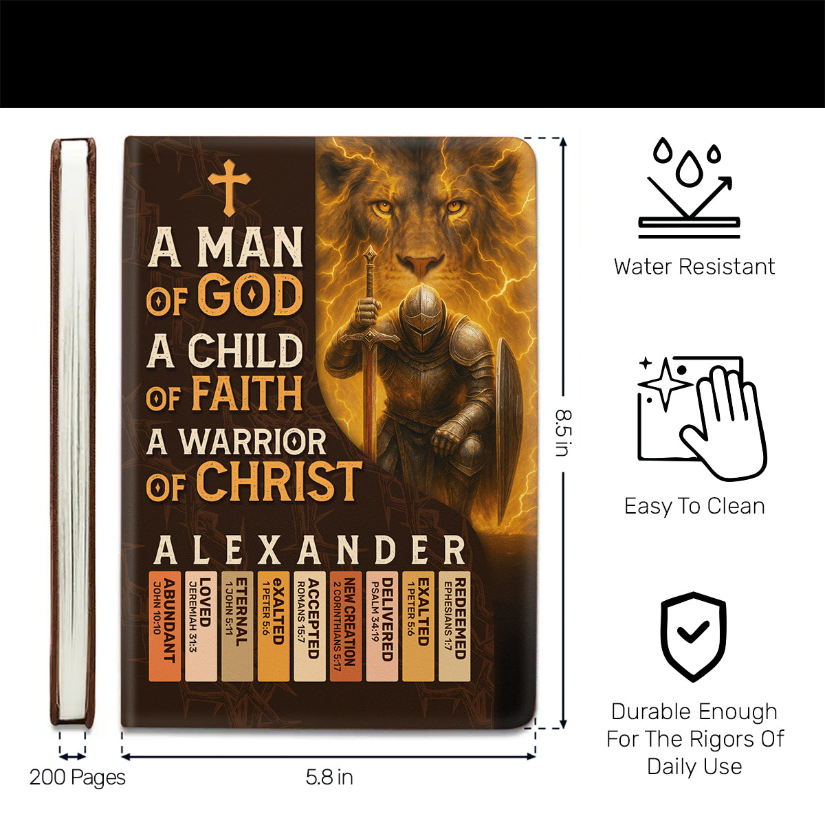 Warrior Of Christ | Personalized Leather Cover Notebook