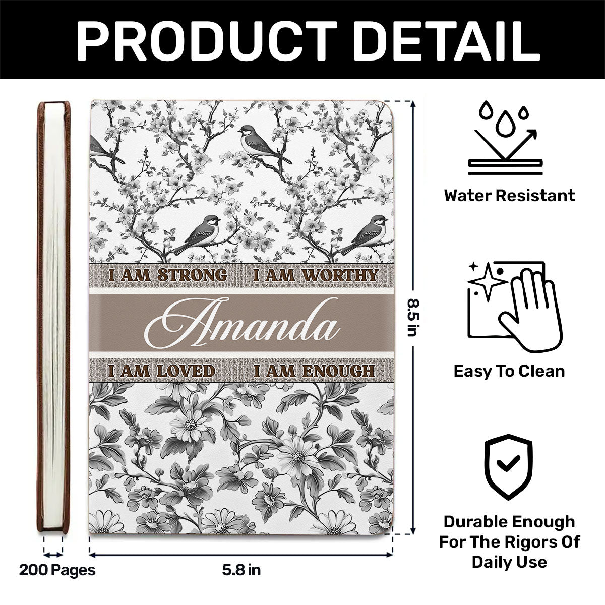 Affirmation | Personalized Leather Cover Notebook