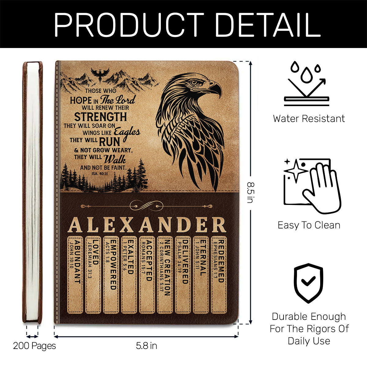 Soar On Wings Like Eagles  | Personalized Leather Cover Notebook
