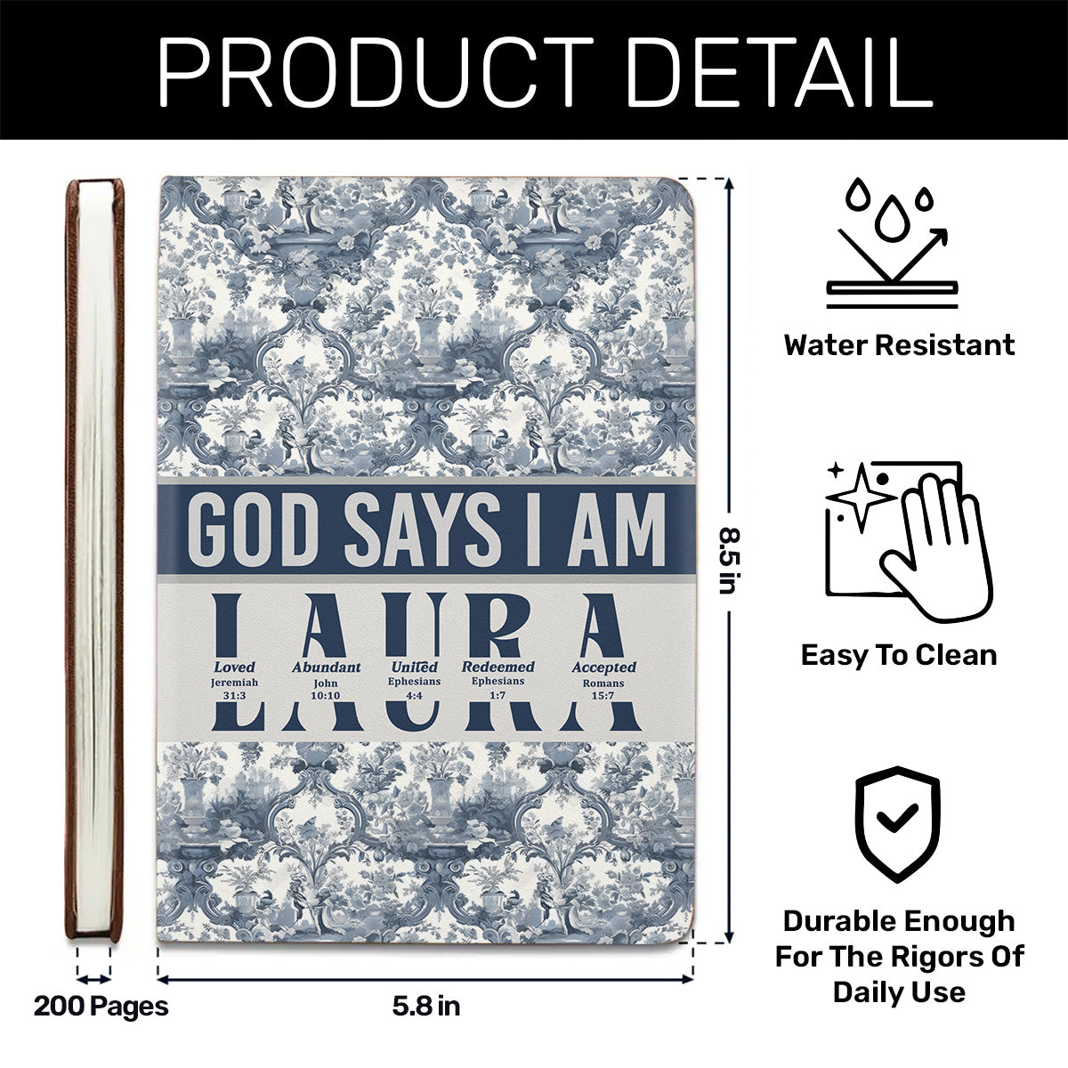 God Says I Am | Personalized Leather Cover Notebook