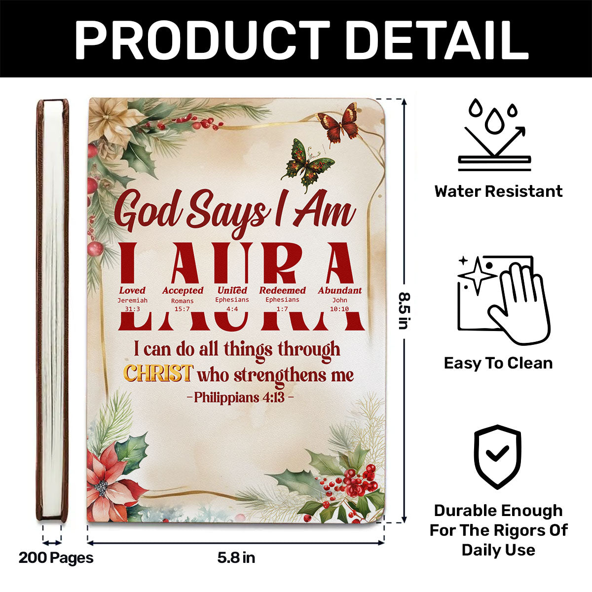 God Says I Am | Personalized Leather Cover Notebook